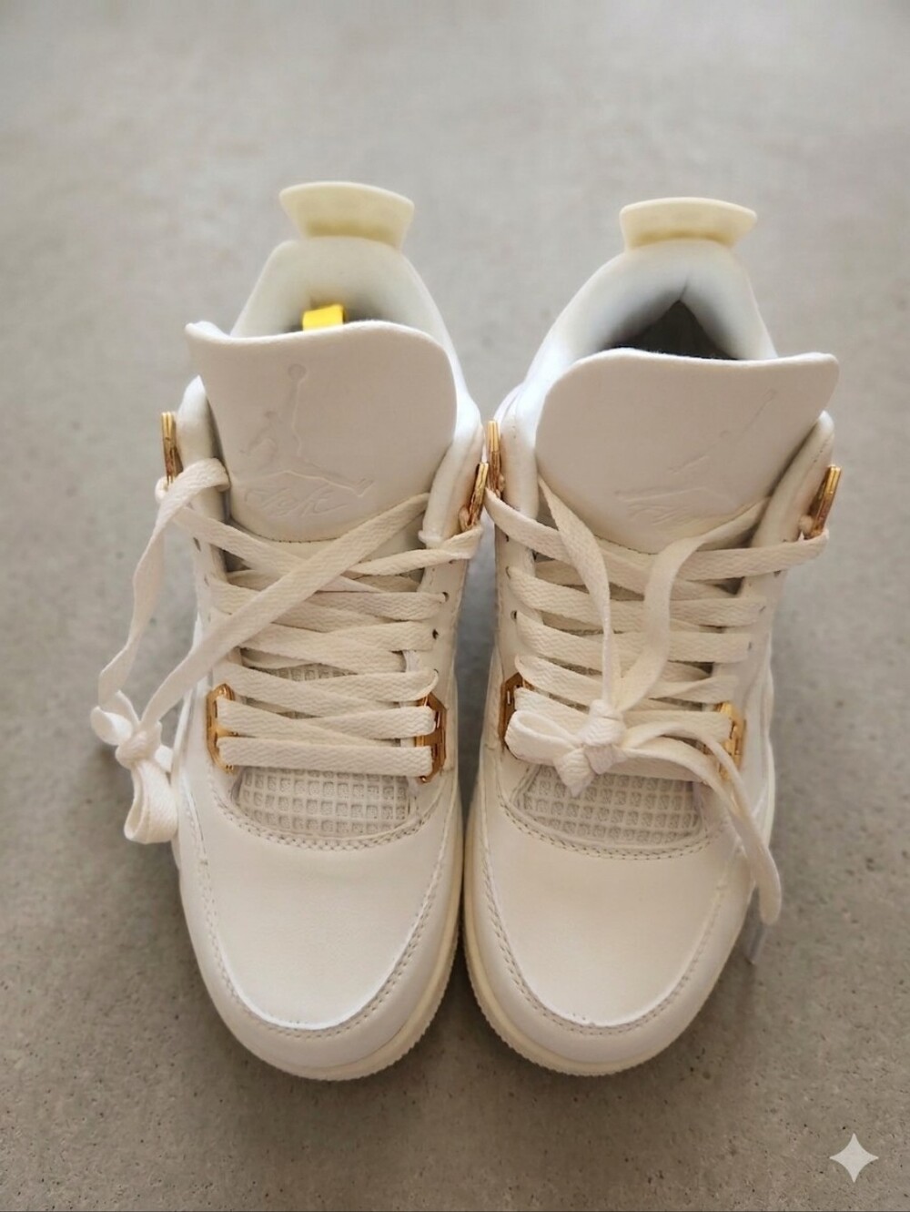 Jordan Women's White Basketball Sneakers with Gold Accents